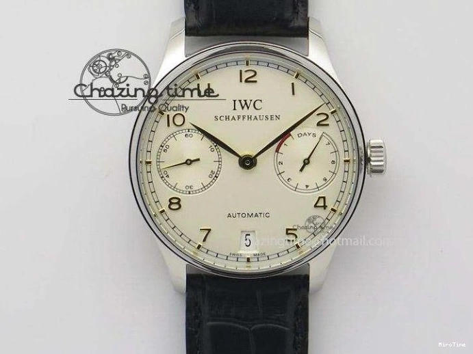 MIROTIME 0517 Reliable Portuguese IW371447 ZF 1:1 Best Edition SS Black Dial On Black Leather Strap A79350 V 7274